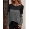imageZeagoo Women Waffle Knit Shirts Long Sleeve Colorblock Tee Button Detail TunicsDark Grey