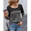 imageZeagoo Women Waffle Knit Shirts Long Sleeve Colorblock Tee Button Detail TunicsDark Grey