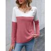 imageZeagoo Women Waffle Knit Shirts Long Sleeve Colorblock Tee Button Detail TunicsDusty Pink