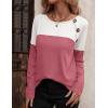 imageZeagoo Women Waffle Knit Shirts Long Sleeve Colorblock Tee Button Detail TunicsDusty Pink