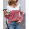 imageZeagoo Women Waffle Knit Shirts Long Sleeve Colorblock Tee Button Detail TunicsDusty Pink