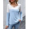 imageZeagoo Women Waffle Knit Shirts Long Sleeve Colorblock Tee Button Detail TunicsLight Blue