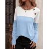 imageZeagoo Women Waffle Knit Shirts Long Sleeve Colorblock Tee Button Detail TunicsLight Blue