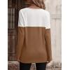 imageZeagoo Women Waffle Knit Shirts Long Sleeve Colorblock Tee Button Detail TunicsLight Brown