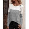 imageZeagoo Women Waffle Knit Shirts Long Sleeve Colorblock Tee Button Detail TunicsLight Grey