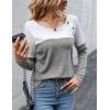 imageZeagoo Women Waffle Knit Shirts Long Sleeve Colorblock Tee Button Detail TunicsLight Grey