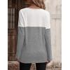 imageZeagoo Women Waffle Knit Shirts Long Sleeve Colorblock Tee Button Detail TunicsLight Grey