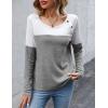 imageZeagoo Women Waffle Knit Shirts Long Sleeve Colorblock Tee Button Detail TunicsLight Grey