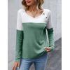 imageZeagoo Women Waffle Knit Shirts Long Sleeve Colorblock Tee Button Detail TunicsMint