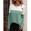 imageZeagoo Women Waffle Knit Shirts Long Sleeve Colorblock Tee Button Detail TunicsMint