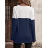 imageZeagoo Women Waffle Knit Shirts Long Sleeve Colorblock Tee Button Detail TunicsNavy