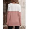 imageZeagoo Women Waffle Knit Shirts Long Sleeve Colorblock Tee Button Detail TunicsPale Pink