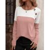 imageZeagoo Women Waffle Knit Shirts Long Sleeve Colorblock Tee Button Detail TunicsPale Pink