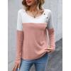 imageZeagoo Women Waffle Knit Shirts Long Sleeve Colorblock Tee Button Detail TunicsPale Pink