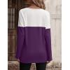 imageZeagoo Women Waffle Knit Shirts Long Sleeve Colorblock Tee Button Detail TunicsPurple