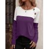 imageZeagoo Women Waffle Knit Shirts Long Sleeve Colorblock Tee Button Detail TunicsPurple