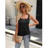 imageZeagoo Womens 2025 Tank Tops 2 Pack Summer Sleeveless Tops U Neck Side Ruched Button Casual Henley ShirtsBlackwhite