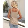 imageZeagoo Womens 2025 Tank Tops 2 Pack Summer Sleeveless Tops U Neck Side Ruched Button Casual Henley ShirtsWhitekhaki
