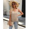 imageZeagoo Womens 2025 Tank Tops 2 Pack Summer Sleeveless Tops U Neck Side Ruched Button Casual Henley ShirtsWhitekhaki