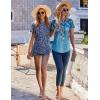 imageZeagoo Womens Casual T Shirts for Summer 2025 Short Sleeve Crewneck Tunic Shirts Floral Print Tops Pleated Dressy BlouseBlue Floral