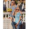imageZeagoo Womens Casual T Shirts for Summer 2025 Short Sleeve Crewneck Tunic Shirts Floral Print Tops Pleated Dressy BlouseBlue Floral