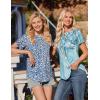 imageZeagoo Womens Casual T Shirts for Summer 2025 Short Sleeve Crewneck Tunic Shirts Floral Print Tops Pleated Dressy BlouseBlue Floral