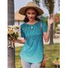 imageZeagoo Womens Casual T Shirts for Summer 2025 Short Sleeve Crewneck Tunic Shirts Floral Print Tops Pleated Dressy BlouseBlue Print