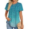 imageZeagoo Womens Casual T Shirts for Summer 2025 Short Sleeve Crewneck Tunic Shirts Floral Print Tops Pleated Dressy BlouseBlue Print