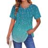imageZeagoo Womens Casual T Shirts for Summer 2025 Short Sleeve Crewneck Tunic Shirts Floral Print Tops Pleated Dressy BlouseBlue Print