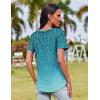 imageZeagoo Womens Casual T Shirts for Summer 2025 Short Sleeve Crewneck Tunic Shirts Floral Print Tops Pleated Dressy BlouseBlue Print