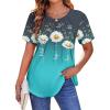 imageZeagoo Womens Casual T Shirts for Summer 2025 Short Sleeve Crewneck Tunic Shirts Floral Print Tops Pleated Dressy BlouseDaisy Print