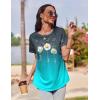 imageZeagoo Womens Casual T Shirts for Summer 2025 Short Sleeve Crewneck Tunic Shirts Floral Print Tops Pleated Dressy BlouseDaisy Print