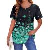 imageZeagoo Womens Casual T Shirts for Summer 2025 Short Sleeve Crewneck Tunic Shirts Floral Print Tops Pleated Dressy BlouseGreen Floral