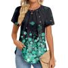 imageZeagoo Womens Casual T Shirts for Summer 2025 Short Sleeve Crewneck Tunic Shirts Floral Print Tops Pleated Dressy BlouseGreen Floral