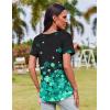 imageZeagoo Womens Casual T Shirts for Summer 2025 Short Sleeve Crewneck Tunic Shirts Floral Print Tops Pleated Dressy BlouseGreen Floral
