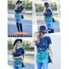 imageZeagoo Womens Casual T Shirts for Summer 2025 Short Sleeve Crewneck Tunic Shirts Floral Print Tops Pleated Dressy BlouseGreen Floral