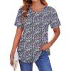 imageZeagoo Womens Casual T Shirts for Summer 2025 Short Sleeve Crewneck Tunic Shirts Floral Print Tops Pleated Dressy BlouseMixed Army Flower