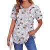 imageZeagoo Womens Casual T Shirts for Summer 2025 Short Sleeve Crewneck Tunic Shirts Floral Print Tops Pleated Dressy BlouseMixed Grey Flower