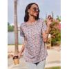 imageZeagoo Womens Casual T Shirts for Summer 2025 Short Sleeve Crewneck Tunic Shirts Floral Print Tops Pleated Dressy BlouseMixed Pink Flower