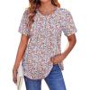 imageZeagoo Womens Casual T Shirts for Summer 2025 Short Sleeve Crewneck Tunic Shirts Floral Print Tops Pleated Dressy BlouseMixed Pink Flower