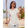 imageZeagoo Womens Casual T Shirts for Summer 2025 Short Sleeve Crewneck Tunic Shirts Floral Print Tops Pleated Dressy BlouseMixed White Flower