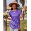 imageZeagoo Womens Casual T Shirts for Summer 2025 Short Sleeve Crewneck Tunic Shirts Floral Print Tops Pleated Dressy BlousePurple Floral