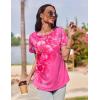 imageZeagoo Womens Casual T Shirts for Summer 2025 Short Sleeve Crewneck Tunic Shirts Floral Print Tops Pleated Dressy BlouseRed Floral