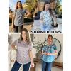imageZeagoo Womens Casual T Shirts for Summer 2025 Short Sleeve Crewneck Tunic Shirts Floral Print Tops Pleated Dressy BlouseWhite Leaf Print