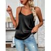 imageZeagoo Womens Silk Satin Tank Tops 2025 V Neck Adjustable Spaghetti Strap Sleeveless Camisole Summer Basic Blouse2 Pack Blackchampagne