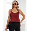 imageZeagoo Womens Silk Satin Tank Tops 2025 V Neck Adjustable Spaghetti Strap Sleeveless Camisole Summer Basic Blouse2 Pack Blackwine Red