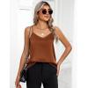 imageZeagoo Womens Silk Satin Tank Tops 2025 V Neck Adjustable Spaghetti Strap Sleeveless Camisole Summer Basic Blouse2 Pack Caramellight Khaki