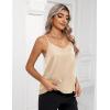 imageZeagoo Womens Silk Satin Tank Tops 2025 V Neck Adjustable Spaghetti Strap Sleeveless Camisole Summer Basic Blouse2 Pack Caramellight Khaki