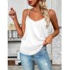 imageZeagoo Womens Silk Satin Tank Tops 2025 V Neck Adjustable Spaghetti Strap Sleeveless Camisole Summer Basic Blouse2 Pack Redwhite