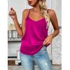 imageZeagoo Womens Silk Satin Tank Tops 2025 V Neck Adjustable Spaghetti Strap Sleeveless Camisole Summer Basic Blouse2 Pack Rosewhite